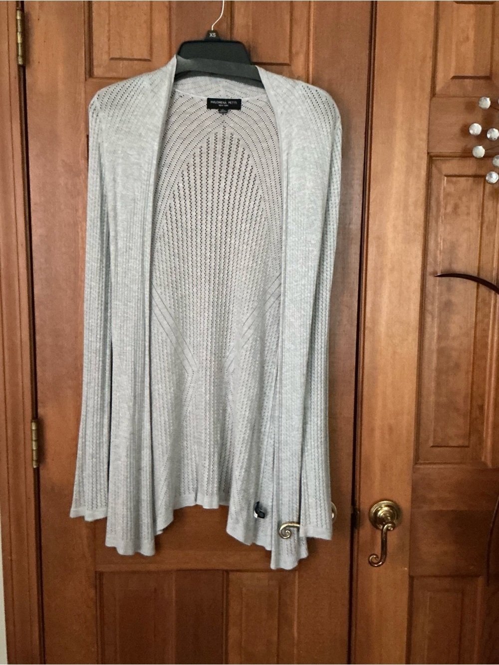 Philomena Petti Light Gray Open-Front Ribbed Cardigan